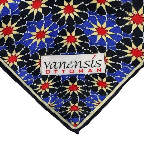 Vanensis Ottoman / Square Colorful Pattern Turkish Scarf / Blue Red - Picture 5 of 5